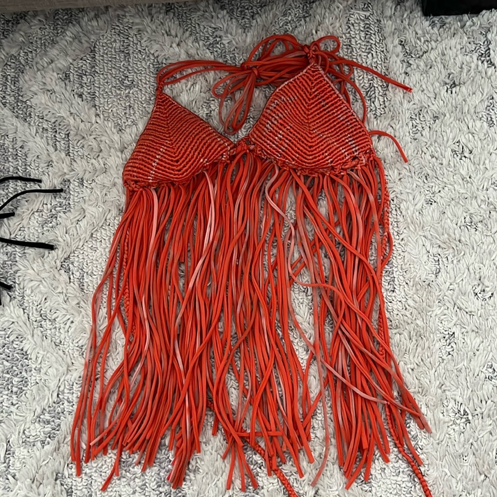 INDAH Crochet Fringe Bikini Top